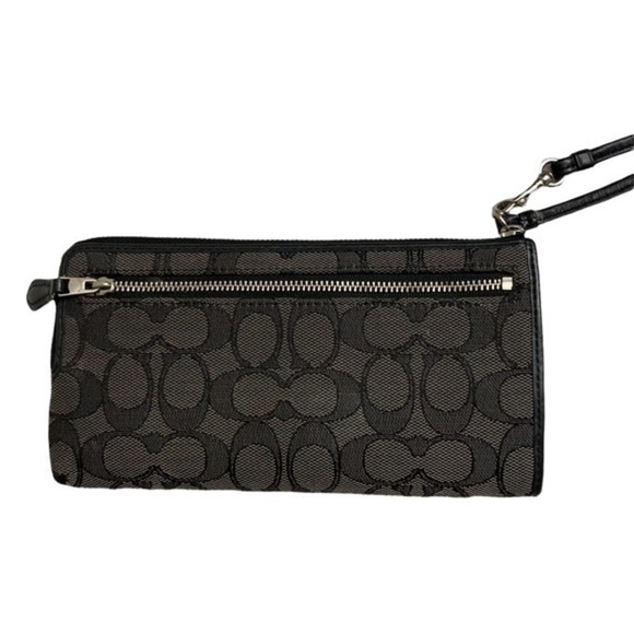 Coach gray black c wristlet bag